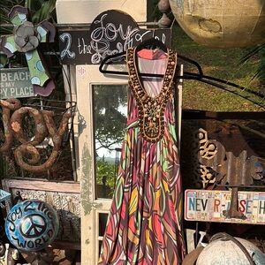 Colorful Beaded midi length Dress